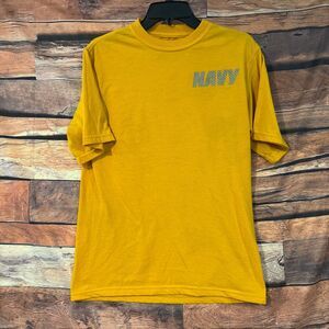 NAVY T-Shirt Men's Gold Small 100% Polyester Crew Neck